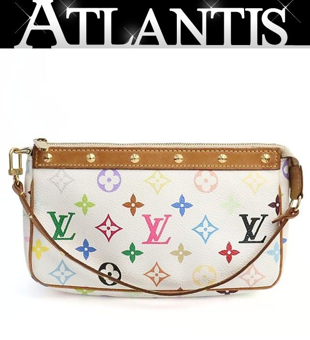 ルイヴィトン Louis Vuitton ポシェットアクセソワール アクセサリーポーチ モノグラム マルチカラー 白 M92649 【74741】