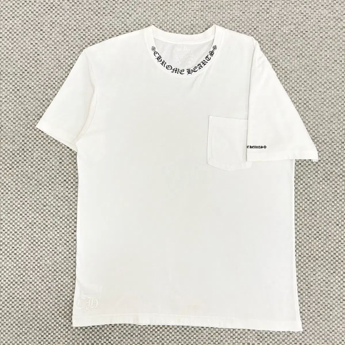 L CHROME HEARTS クロムハーツ ネック スクリプト 半袖Tシャツ