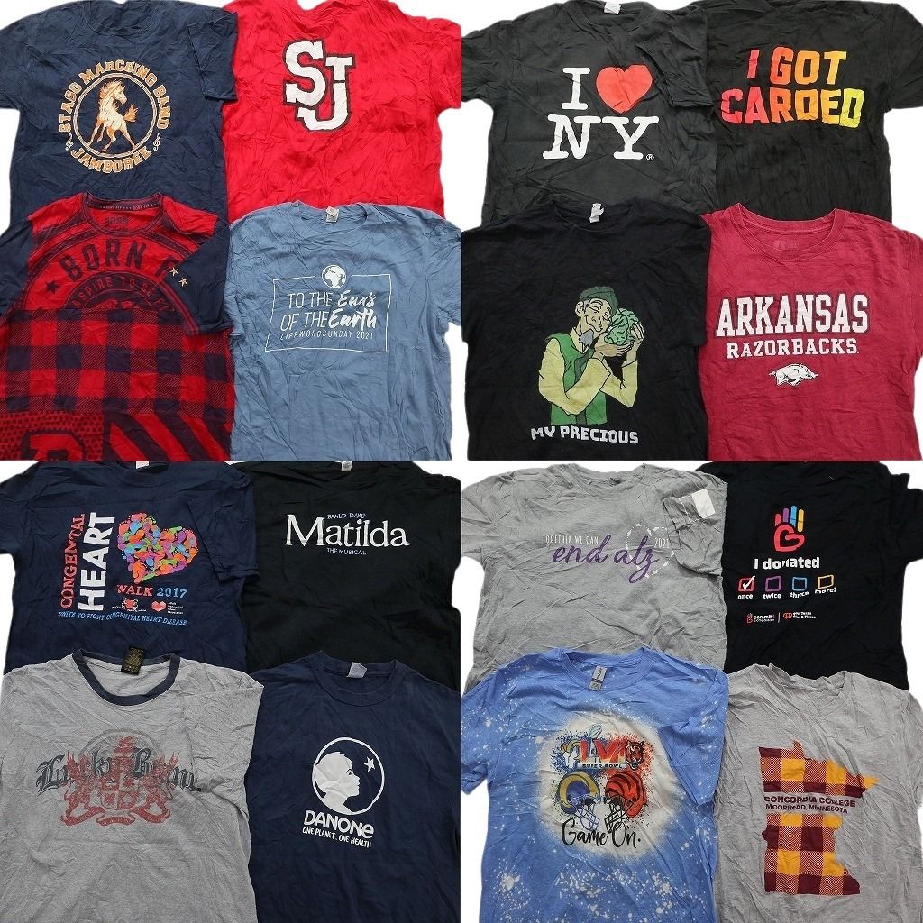 古着卸 まとめ売り プリント Tシャツ 16枚セット ( メンズ M ) カレッジ風 英文字プリント 中古 古着 NE7725