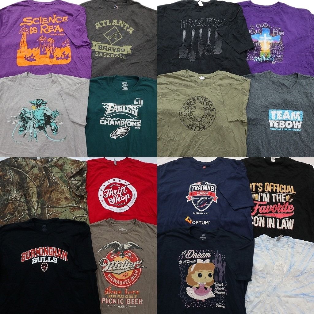 古着卸 まとめ売り プリント Tシャツ 16枚セット ( メンズ 2XL/3XL ) プロチーム NFL MLB タイダイ柄 リアルツリー柄 中古 古着 NE7729 14,136円