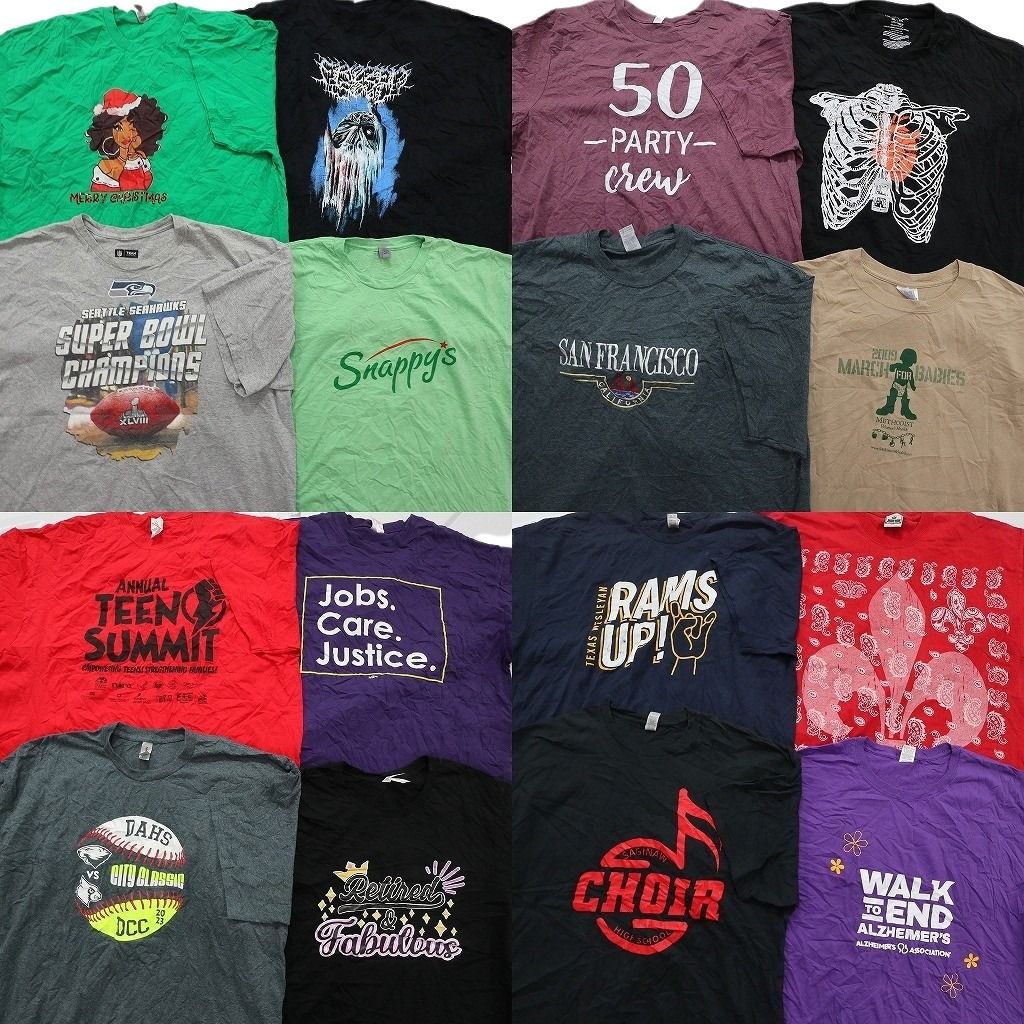 古着卸 まとめ売り プリント Tシャツ 16枚セット ( メンズ 2XL ) プロチーム NFL シーホークス 英文字プリント 中古 古着 NE7731