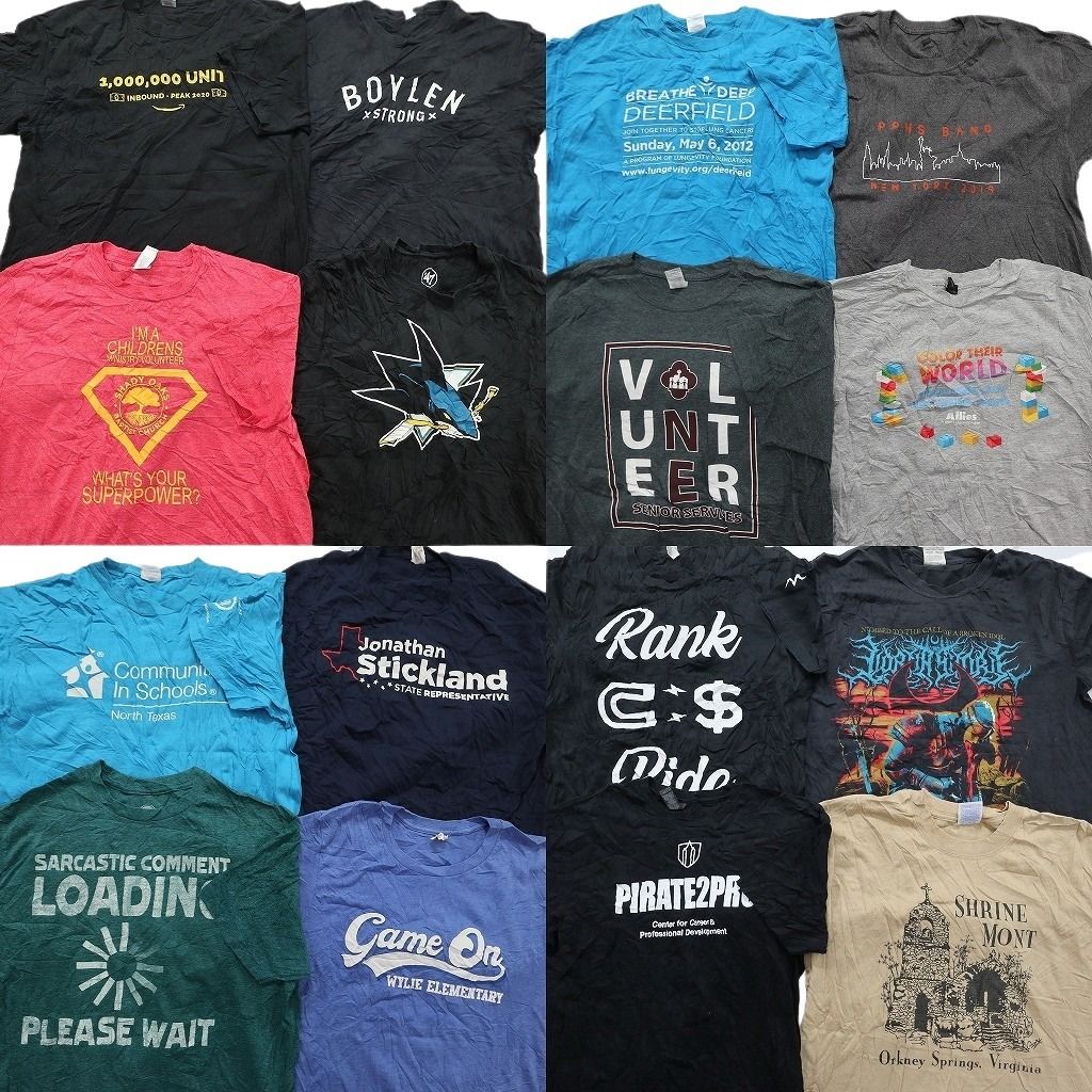 古着卸 まとめ売り プリント Tシャツ 16枚セット ( メンズ L ) プロチーム NHL ワンポイント 英文字プリント 中古 古着 NE7739