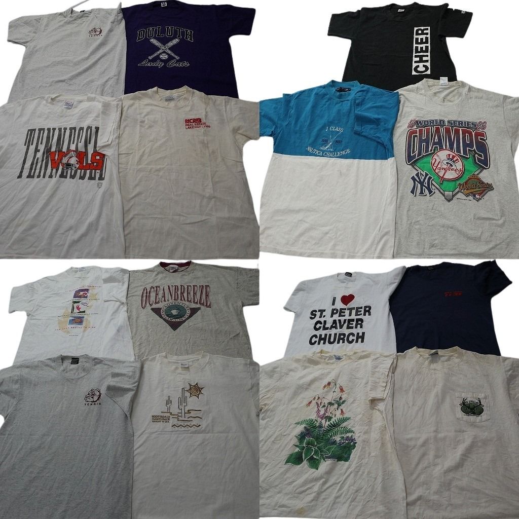 古着卸 まとめ売り ヴィンテージ シングルステッチ Tシャツ 15枚セット ( メンズ L ) ノーティカ 小文字タグ プロチーム MLB 中古 NE7741
