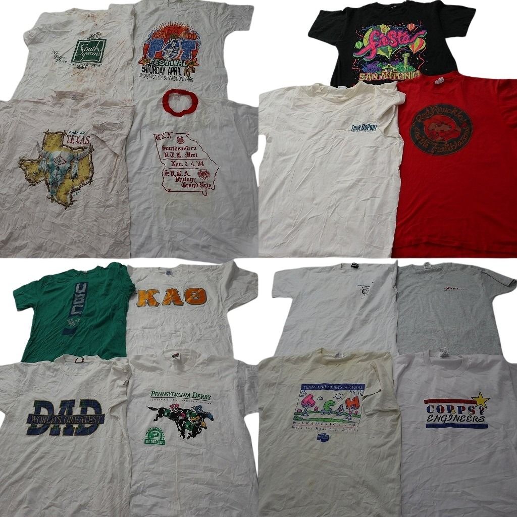 古着卸 まとめ売り ヴィンテージ シングルステッチ Tシャツ 15枚セット ( メンズ L ) フルーツオブザルーム ヘインズ 中古 古着 NE7751
