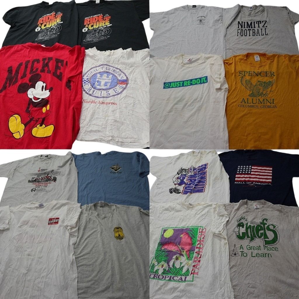 古着卸 ヴィンテージ シングルステッチ Tシャツ 16枚セット ( メンズ 2XL/3XL/4XL ) ラッセル キャラクター ミッキー 中古 古着 NE7753
