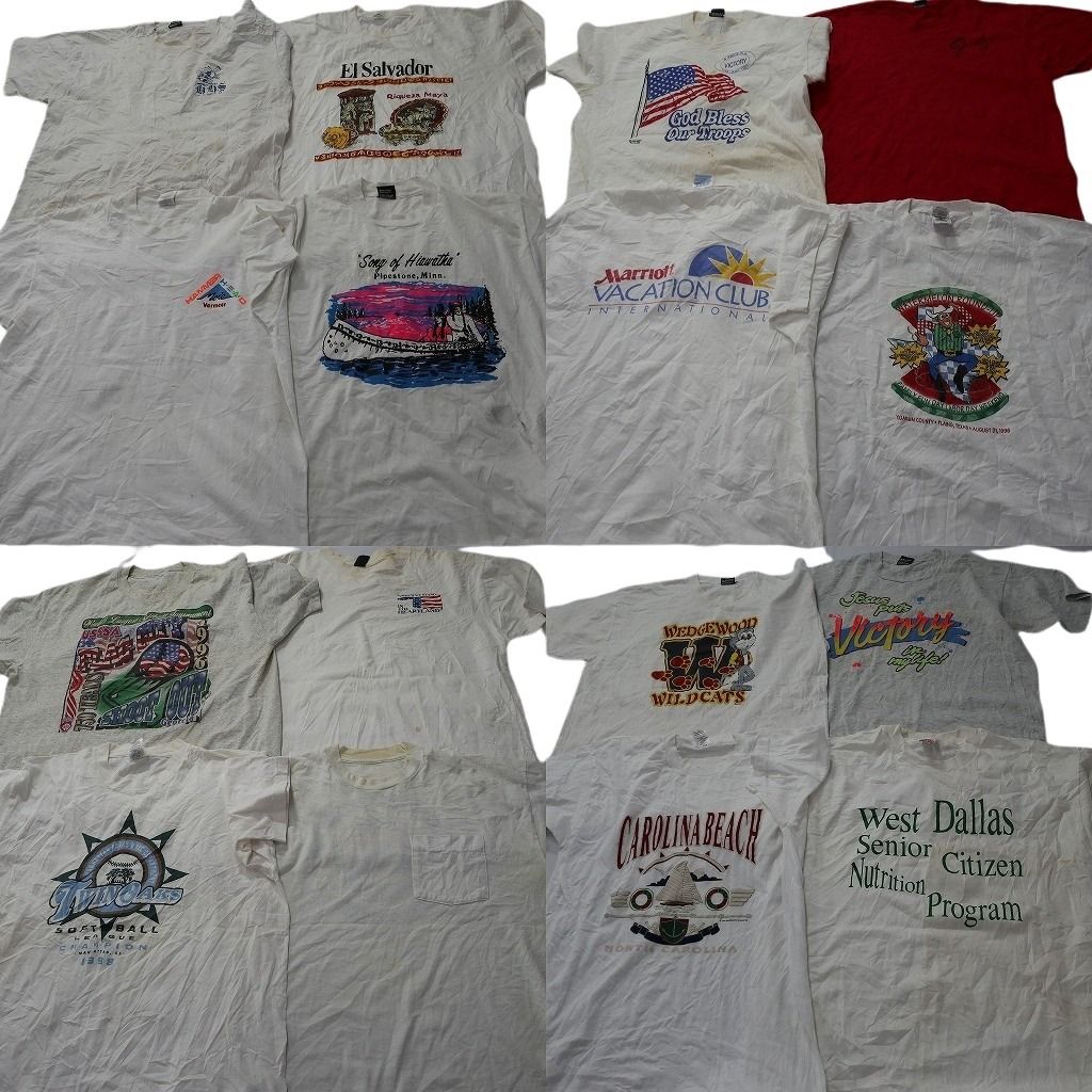古着卸 まとめ売り ヴィンテージ シングルステッチ Tシャツ 16枚セット ( メンズ XL ) ポケット付き ワンポイント 中古 古着 NE7757