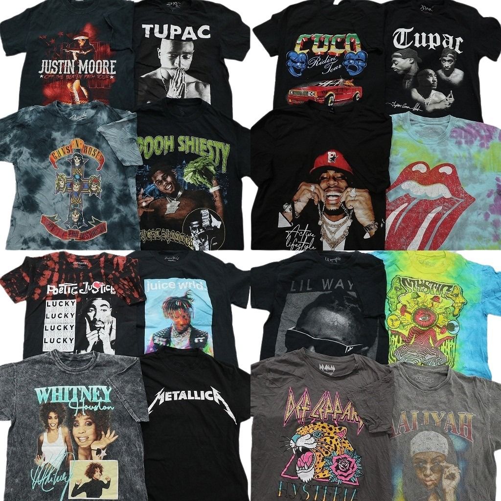 古着卸 まとめ売り 音楽・バンド Tシャツ 16枚セット ( メンズ S ) 2PAC デフレパード メタリカ ローリングストーンズ 中古 古着 NE7771