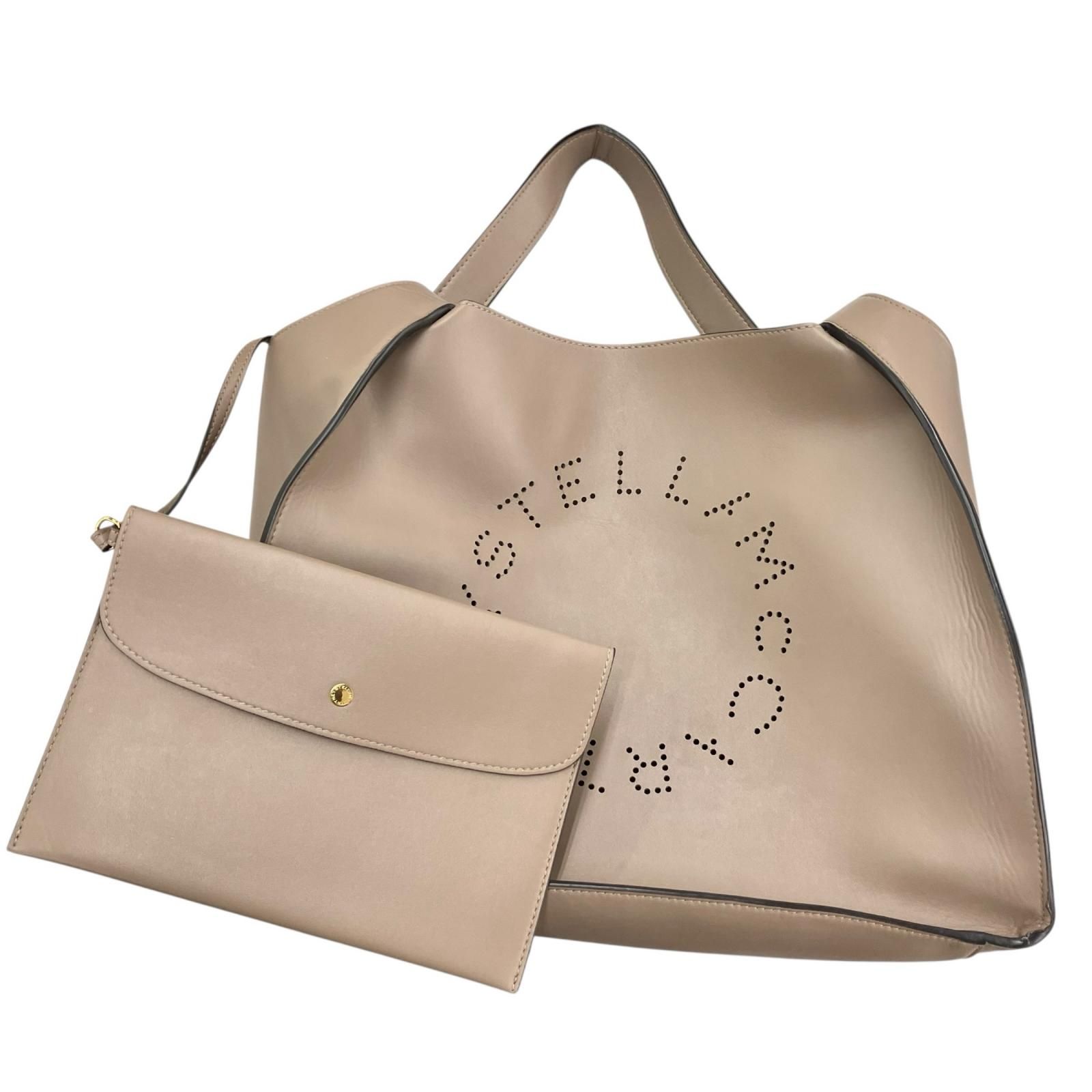186005 現状品 Stella McCartney ステラマッカートニー サークルロゴ 2way トートバッグ ブラウン系