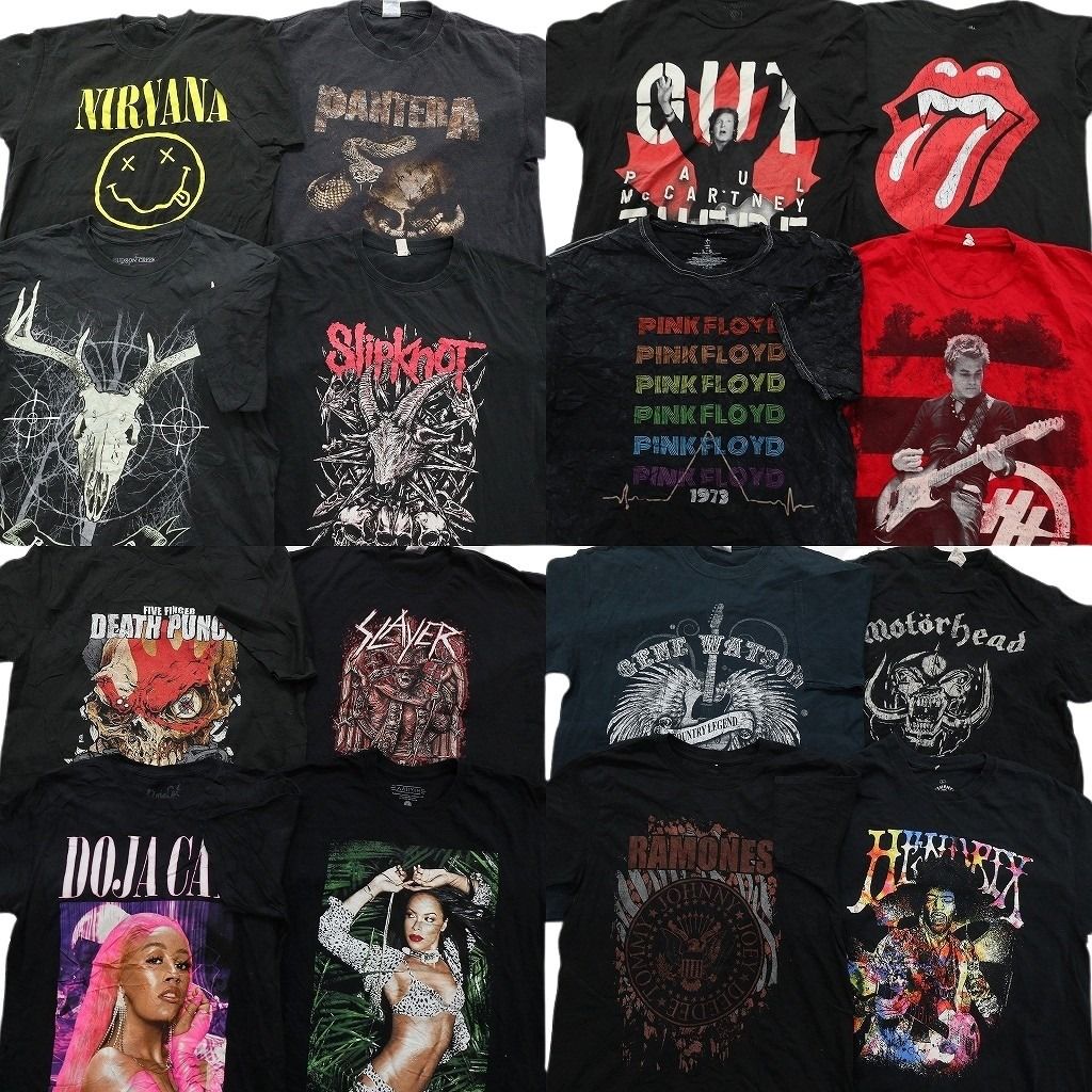 古着卸 まとめ売り 音楽・バンド Tシャツ 16枚セット ( メンズ L ) ニルヴァーナ 人物 ローリングストーンズ ピンクフロイド 中古 NE7779
