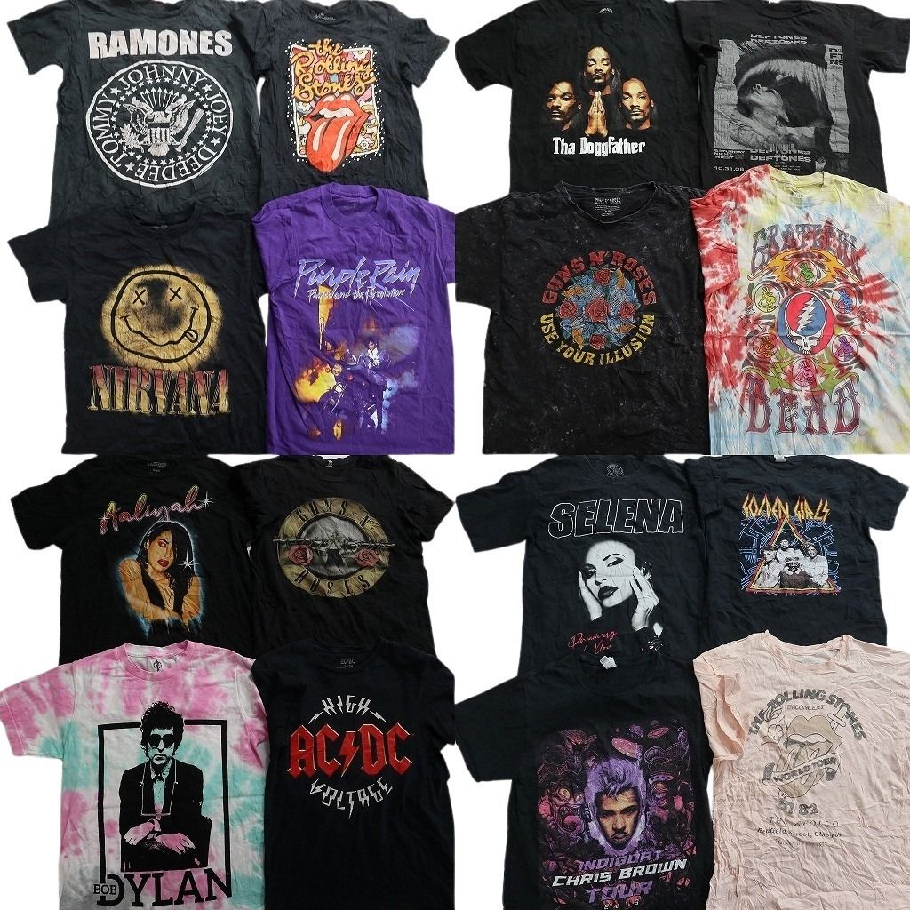 古着卸 まとめ売り 音楽・バンド Tシャツ 16枚セット ( メンズ S ) ニルヴァーナ セレーナ グレイトフルデッドベア 中古 古着 NE7782