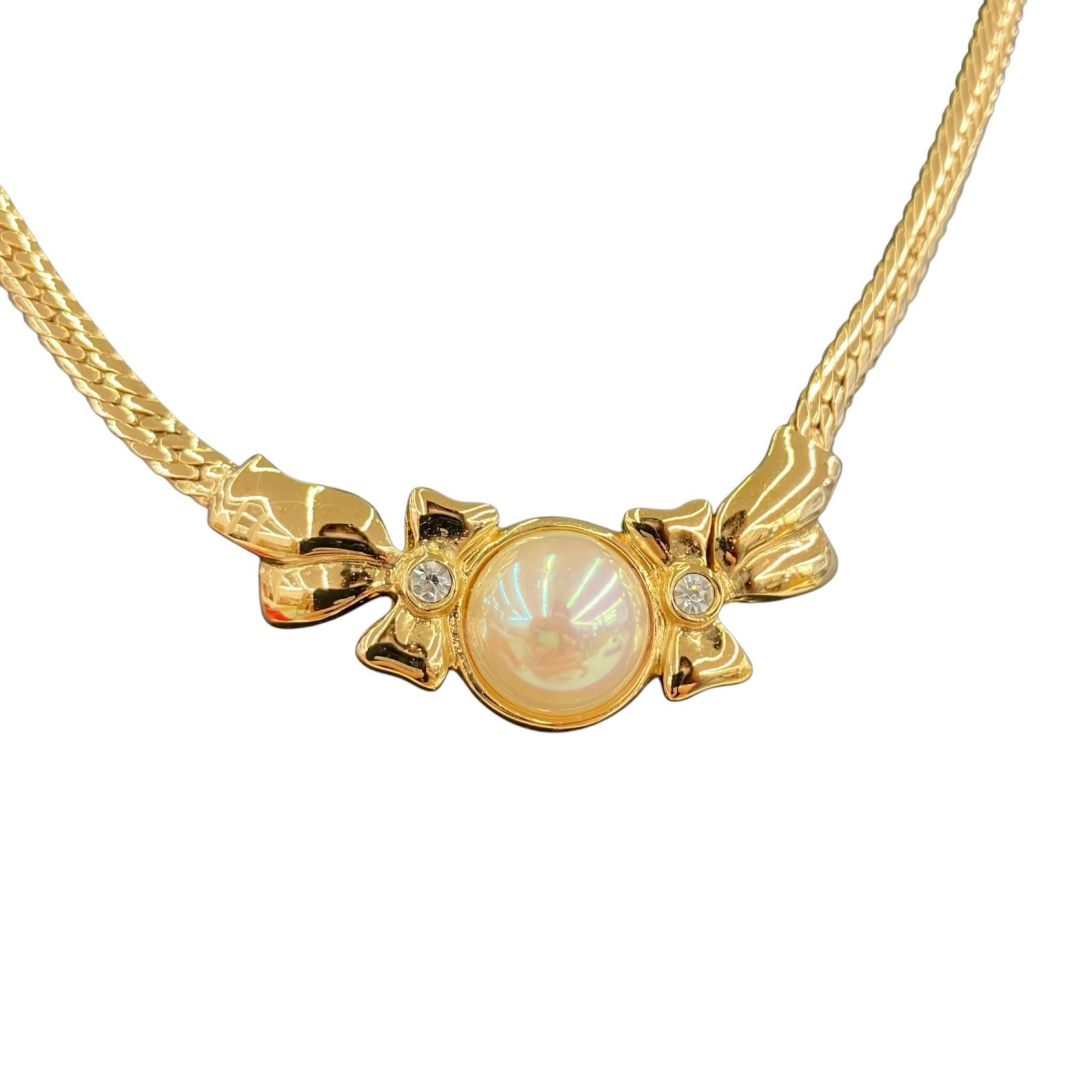 186000 NINA RICCI ニナリッチ パール ネックレス ゴールド リボン