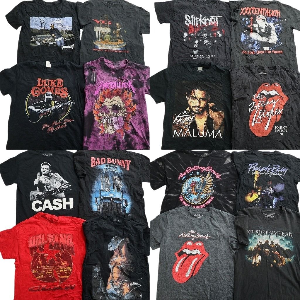 古着卸 まとめ売り 音楽・バンド Tシャツ 16枚セット ( メンズ M ) メタリカ アイスキューブ ローリングストーンズ 中古 古着 NE7793
