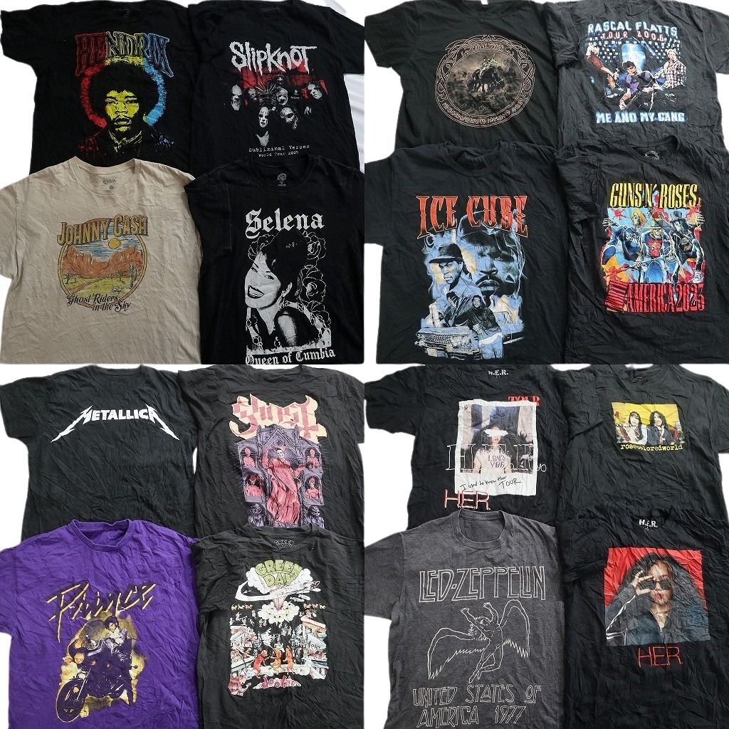 古着卸 まとめ売り 音楽・バンド Tシャツ 16枚セット ( メンズ L/XL ) 人物 セレーナ プリンス アイスキューブ 中古 古着 NE7799