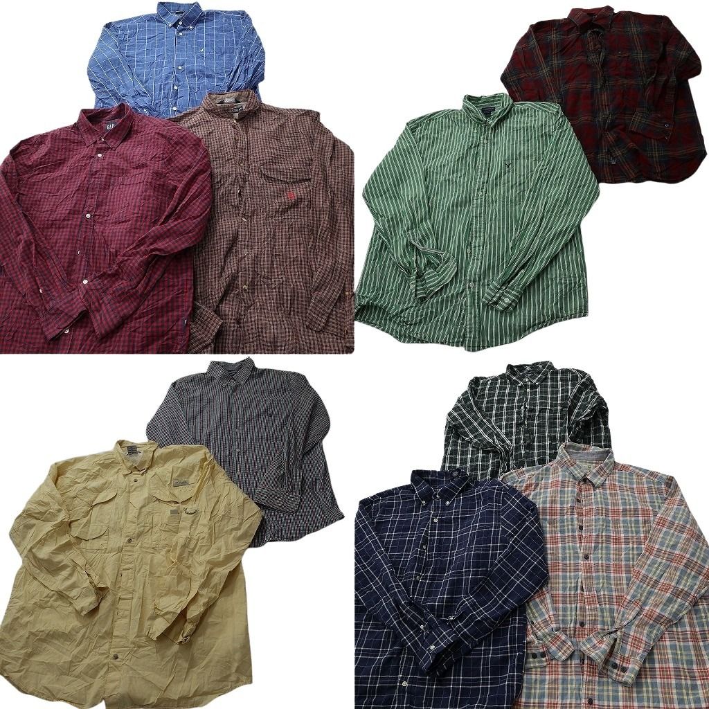 古着卸 まとめ売り ブランド 長袖シャツ 10枚セット ( メンズ XL ) コロンビア エルエルビーン ノーティカ 小文字タグ 中古 古着 NE7802 8,880円