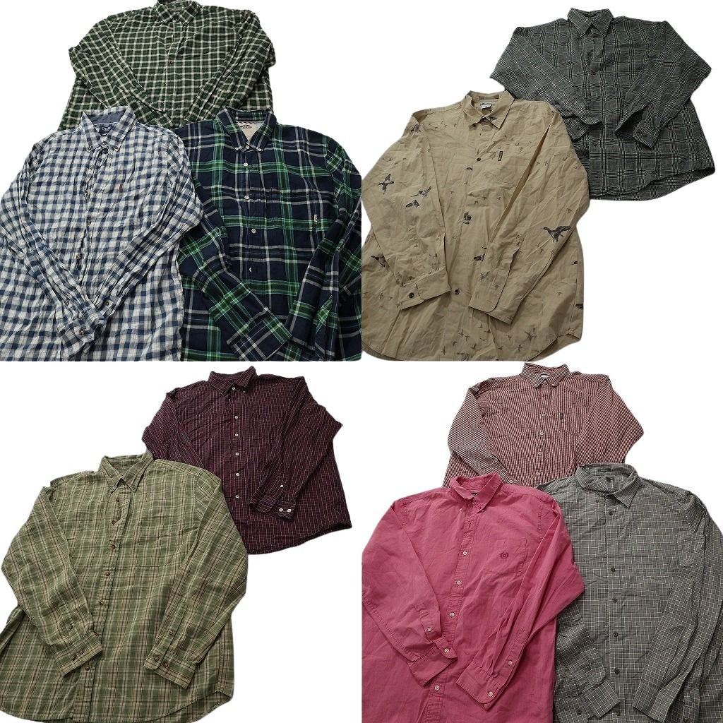古着卸 まとめ売り ブランド 長袖シャツ 10枚セット ( メンズ XL ) コロンビア オービス ノーティカ チャップス 中古 古着 NE7804