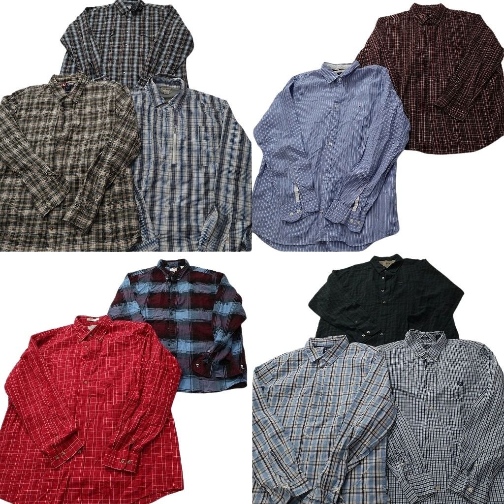 古着卸 まとめ売り ブランド 長袖シャツ 10枚セット ( メンズ XL ) コロンビア チャップス リーバイス ラングラー 中古 古着 NE7805