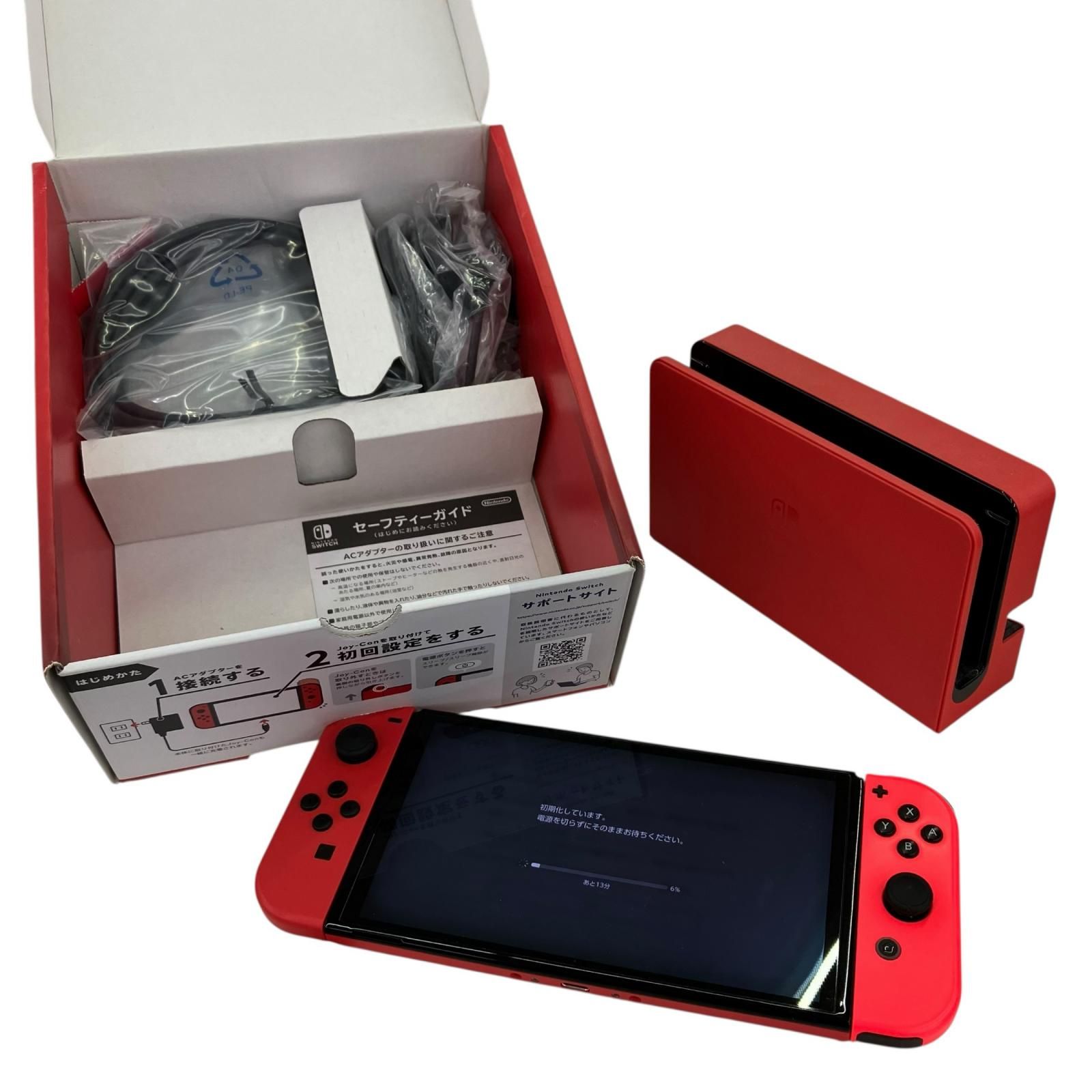 186000 動作確認済み 有機ELモデル マリオレッド HEG-001 Joy-Con 箱付き 保護フィルム付き