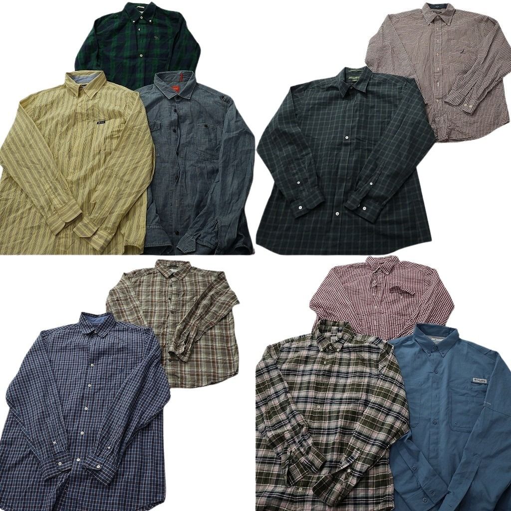 古着卸 まとめ売り ブランド 長袖シャツ 10枚セット ( メンズ L ) BOSS コロンビア アバクロ チャップス ノーティカ 中古 古着 NE7809