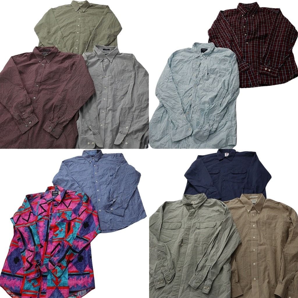 古着卸 まとめ売り ブランド 長袖シャツ 10枚セット ( メンズ XL ) ディッキーズ ラングラー チャップス ノーティカ 中古 古着 NE7818