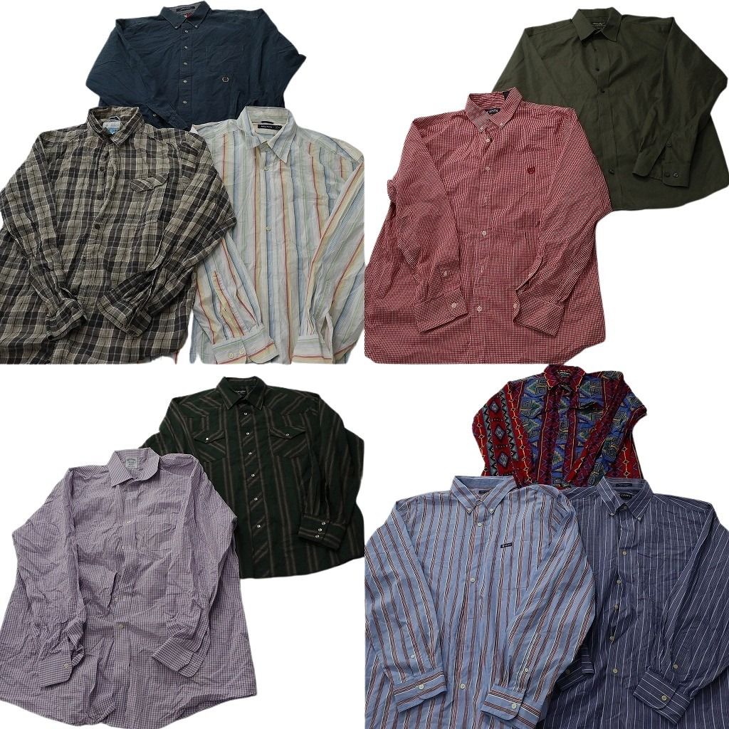 古着卸 まとめ売り ブランド 長袖シャツ 10枚セット ( メンズ XL ) コロンビア トミー フラッグタグ ブルックスブラザーズ 中古古着 NE7819
