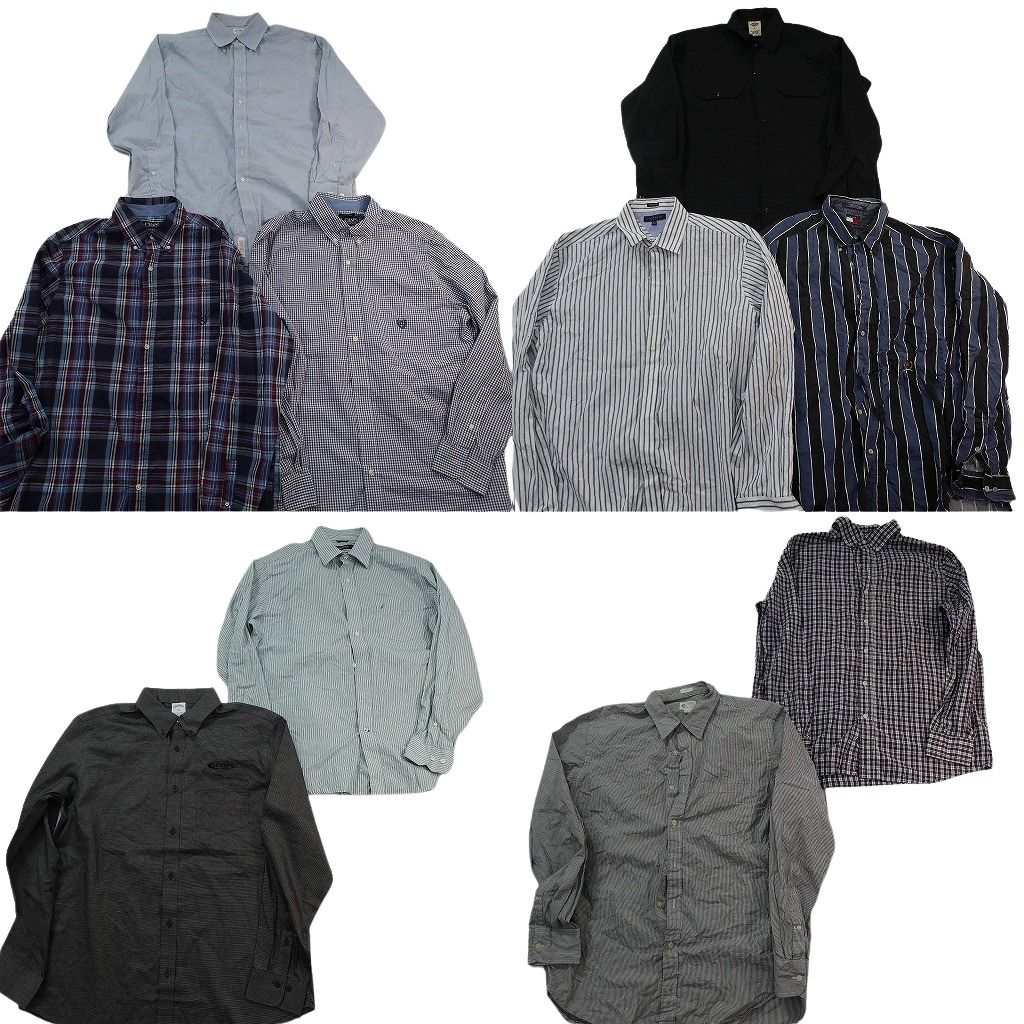 古着卸 まとめ売り ブランド 長袖シャツ 10枚セット ( メンズ L ) ブルックスブラザーズ ディッキーズ J.CREW ノーティカ 中古 古着 NE7823