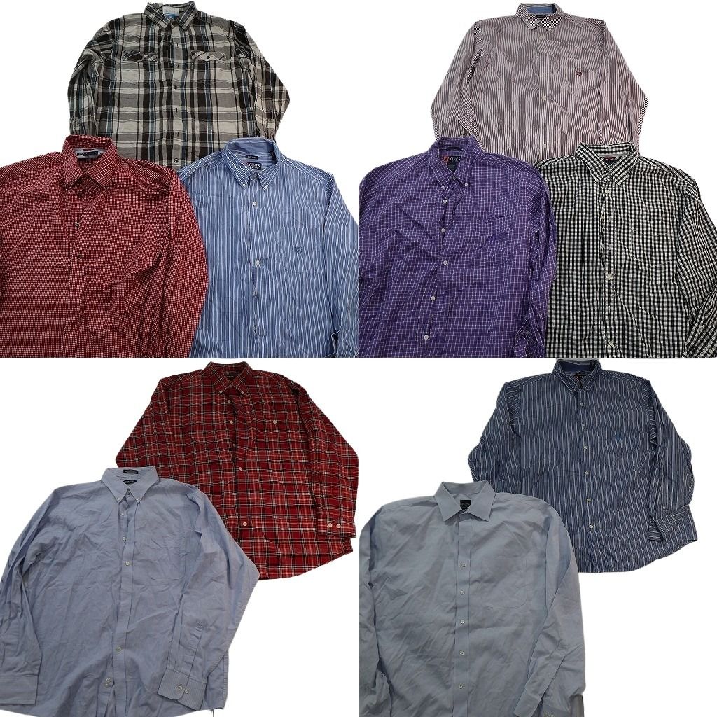 古着卸 まとめ売り ブランド 長袖シャツ 10枚セット ( メンズ XL ) コロンビア オービス チャップス ブルックスブラザーズ 中古古着 NE7838