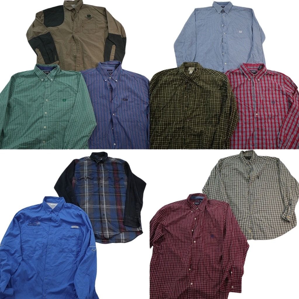 古着卸 まとめ売り ブランド 長袖シャツ 10枚セット ( メンズ XL ) アバクロ ラングラー コロンビア チャップス 中古 古着 NE7839