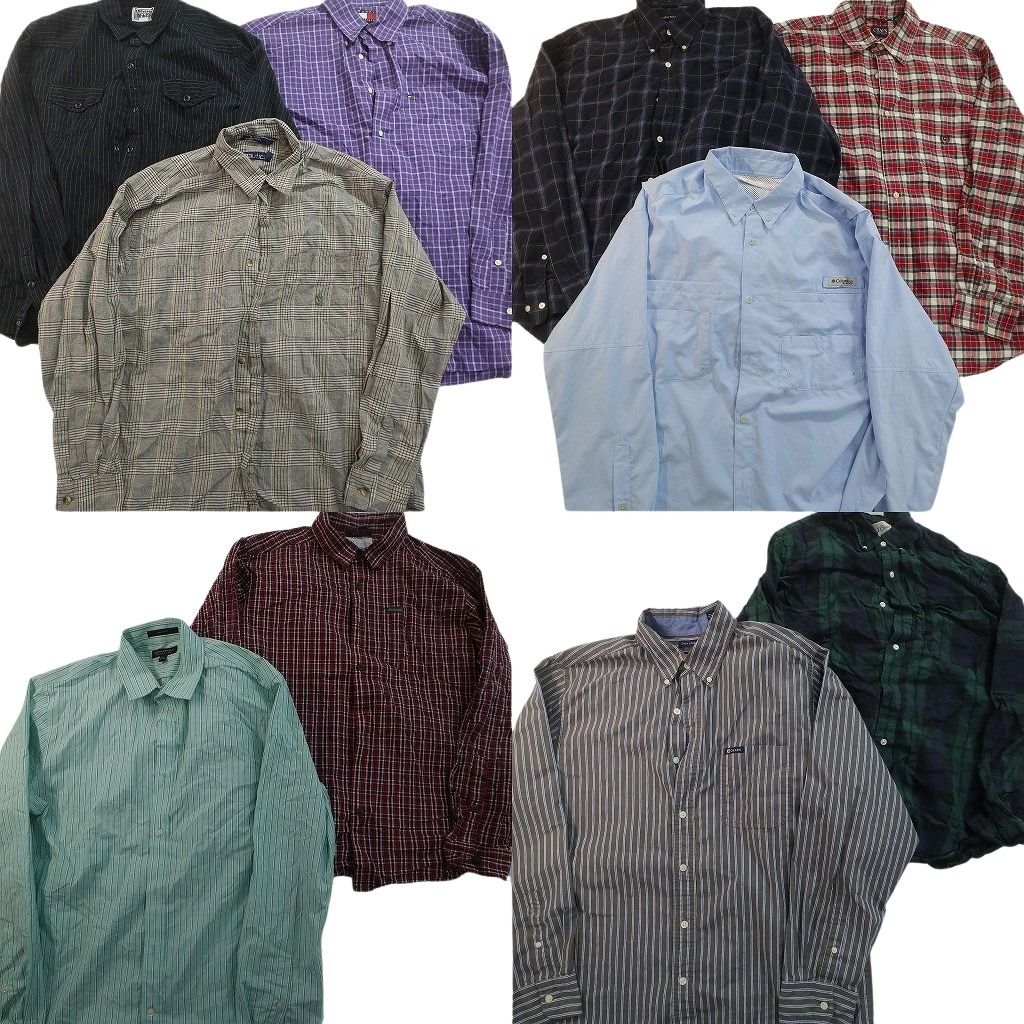 古着卸 まとめ売り ブランド 長袖シャツ 10枚セット ( メンズ L ) バナナリパブリック J.CREW コロンビア ノーティカ 中古 古着 NE7855