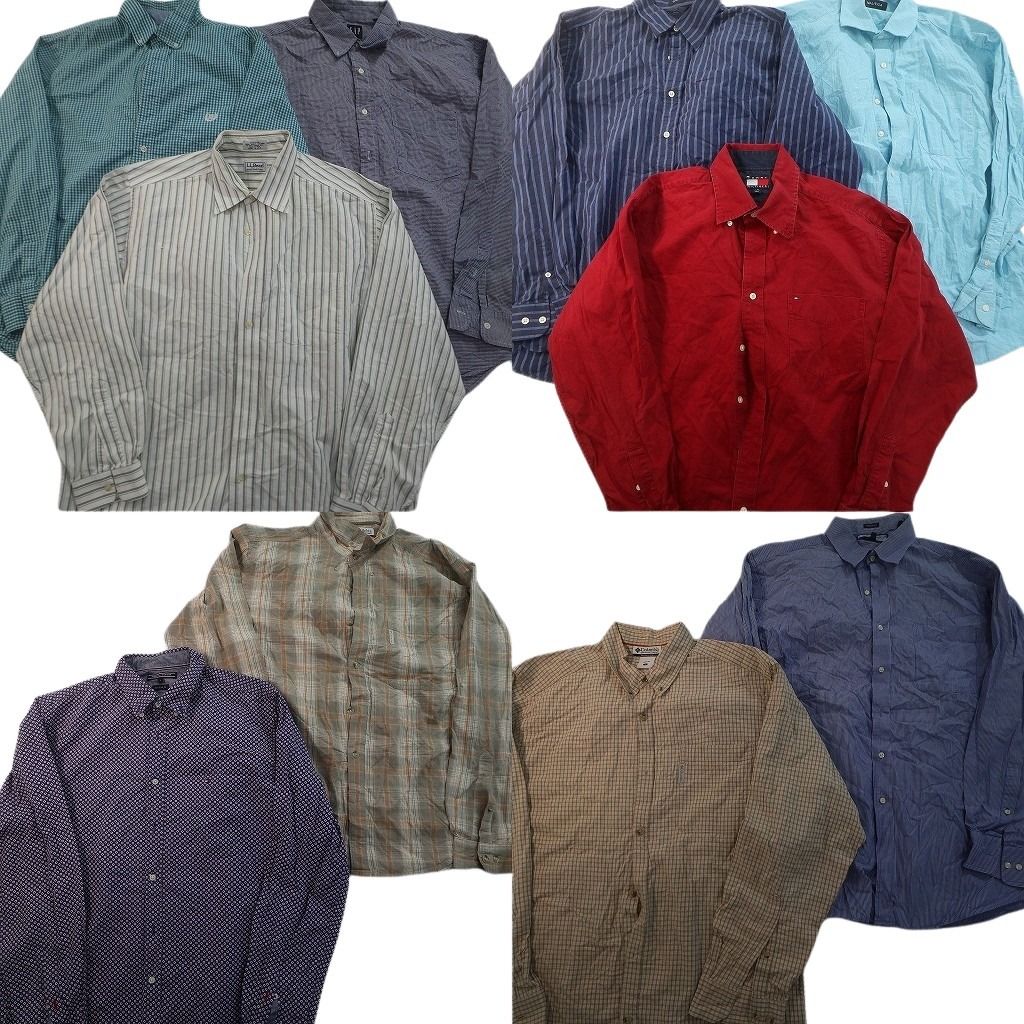 古着卸 まとめ売り ブランド 長袖シャツ 10枚セット ( メンズ L ) コロンビア トミー フラッグタグ GAP チャップス 中古 古着 NE7857