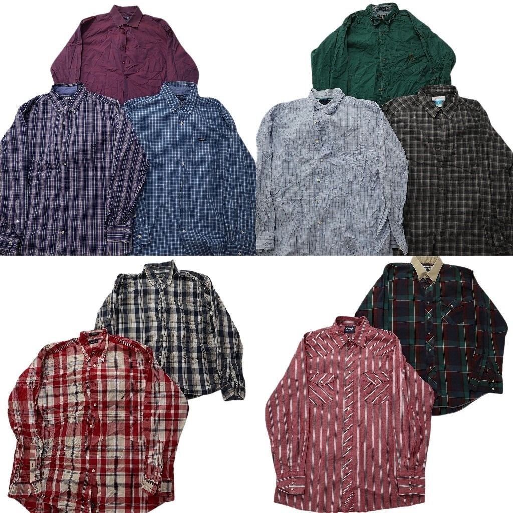 古着卸 まとめ売り ブランド 長袖シャツ 10枚セット ( メンズ XL ) ケンゾー コロンビア ラングラー エディーバウアー 中古 古着 NE7869