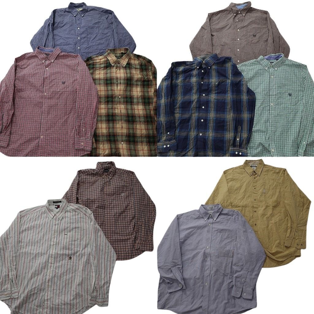 古着卸 まとめ売り ブランド 長袖シャツ 10枚セット ( メンズ XL ) エルエルビーン オービス コロンビア エディーバウアー 中古古着 NE7871