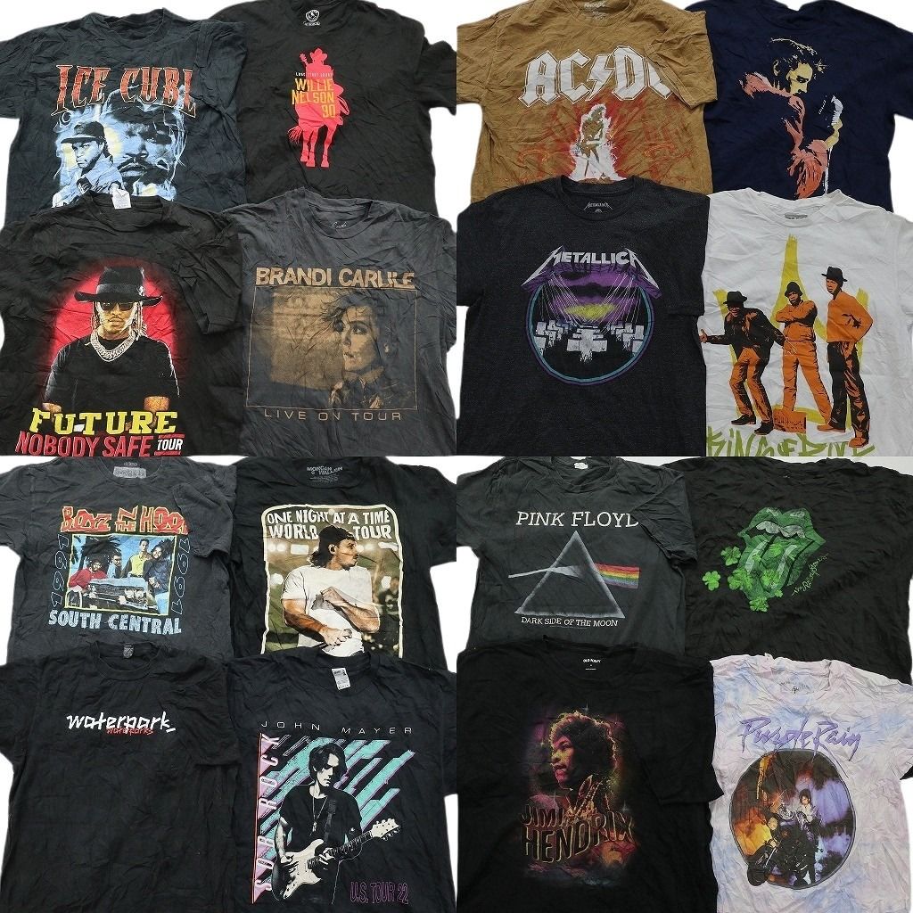 古着卸 まとめ売り 音楽・バンド Tシャツ 16枚セット ( メンズ M ) ピンクフロイド ローリングストーンズ メタリカ 中古 古着 NE7882