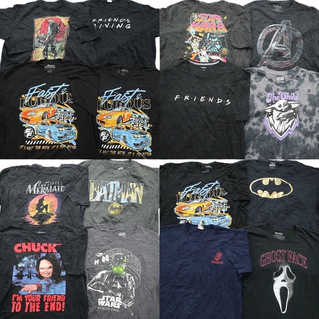 古着卸 まとめ売り 映画・ドラマ Tシャツ 16枚セット ( メンズ 2XL ) ホラー ゴーストフェイス ゴジラ ワイルドスピード 中古 古着 NE7891