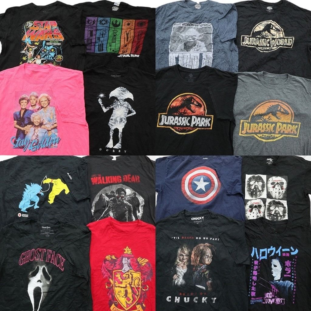 古着卸 まとめ売り 映画・ドラマ Tシャツ 16枚セット ( メンズ XL ) ホラー チャッキー マーベル ハリーポッター 中古 古着 NE7894