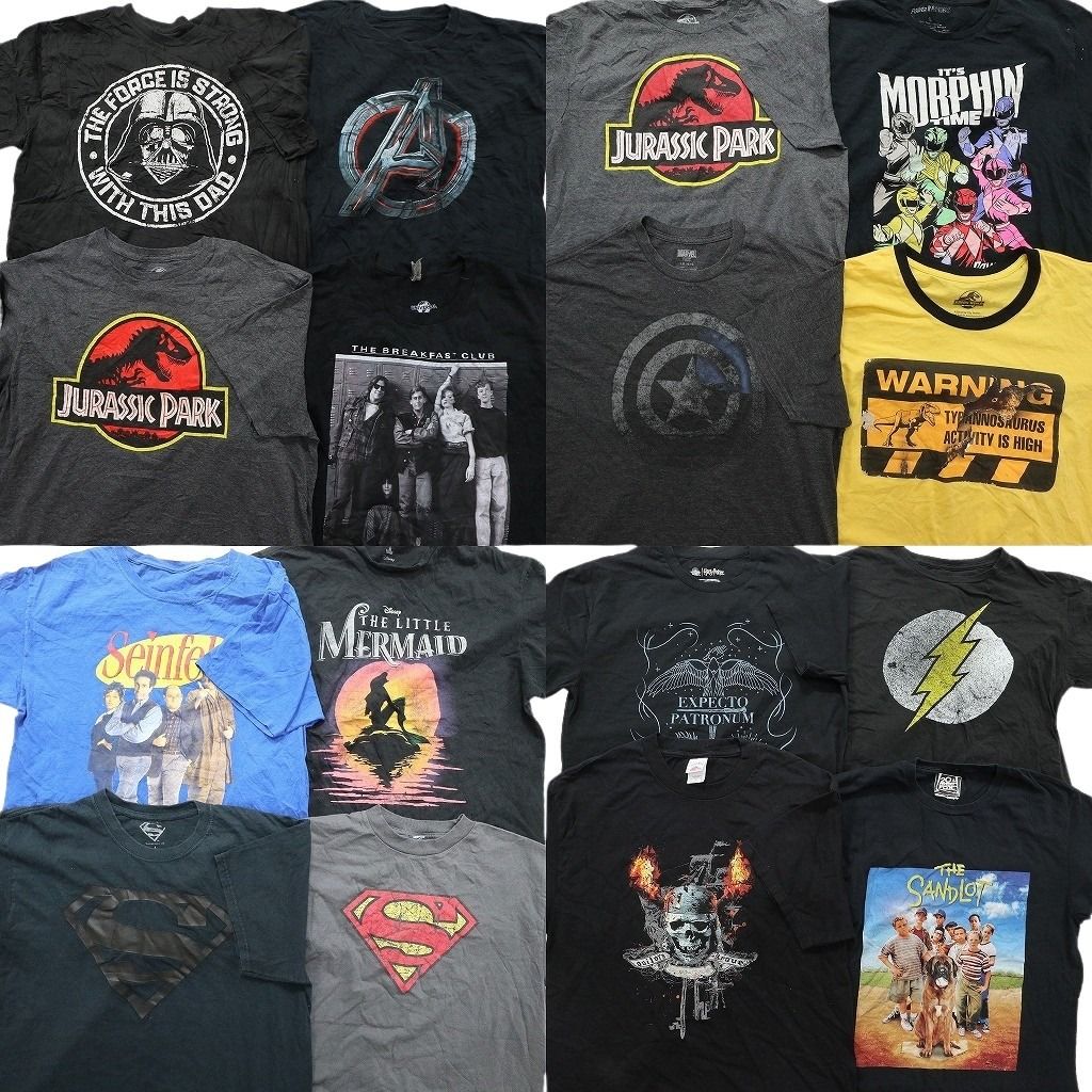 古着卸 まとめ売り 映画・ドラマ Tシャツ 16枚セット ( メンズ L ) マーベル ディズニー ジュラシックパーク スターウォーズ 中古 NE7896