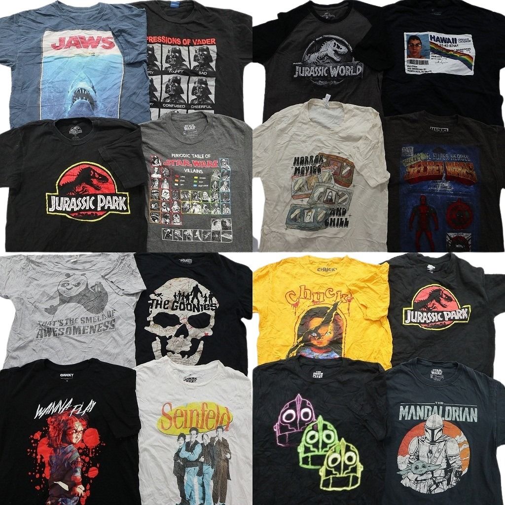 古着卸 まとめ売り 映画・ドラマ Tシャツ 16枚セット ( メンズ M ) ホラー チャッキー マーベル ジュラシックパーク ジョース 中古 NE7898