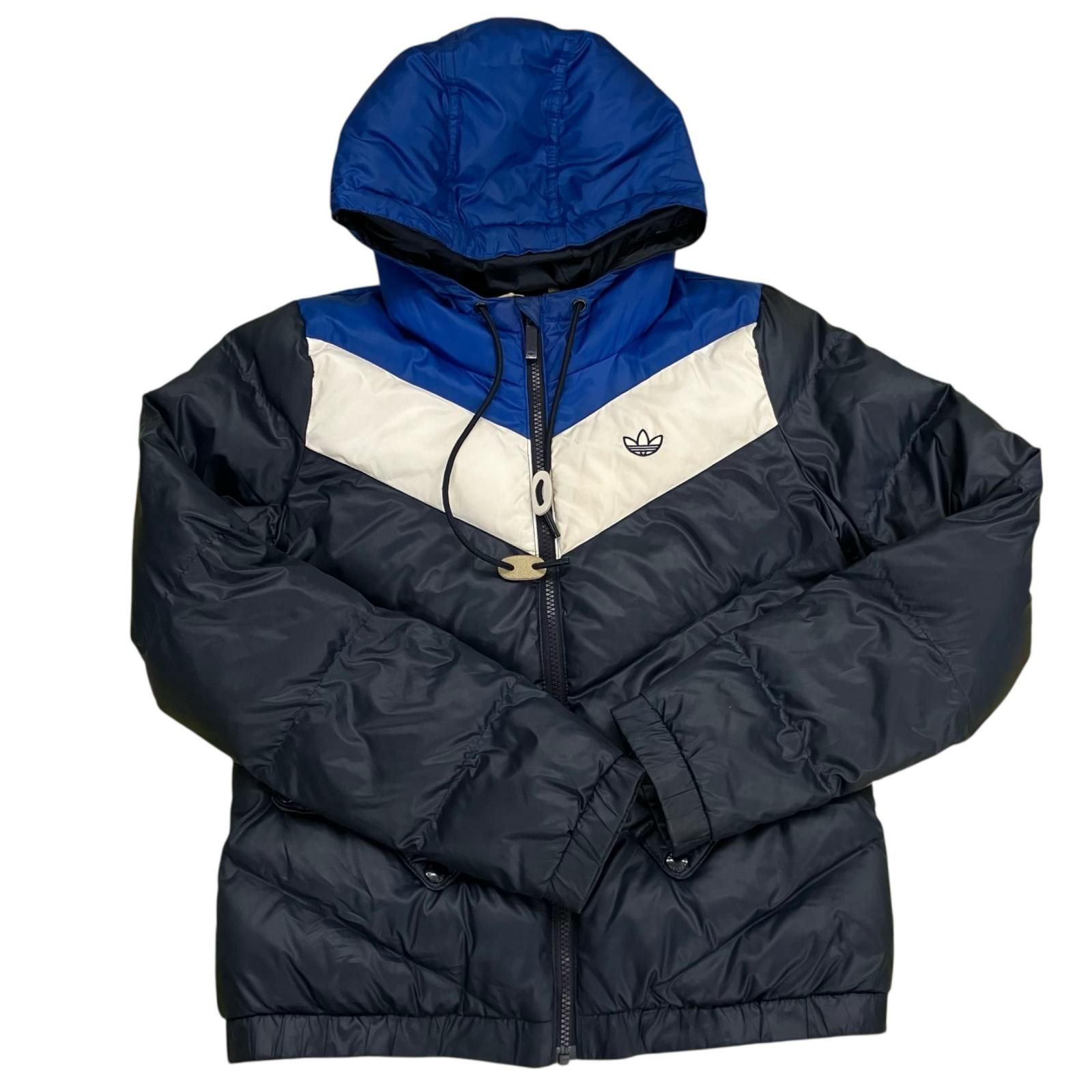 170040 現状品 adidas アディダス ダウンジャケット ネイビー×ブルー 