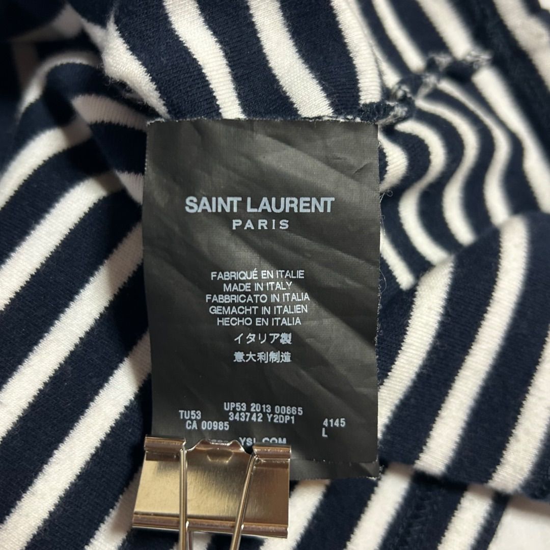 SAINT LAURENT PARIS ボーダーカットソー イタリア製 SAINT LAURENT PARIS ボーダーカットソー イタリア製 変形ネック