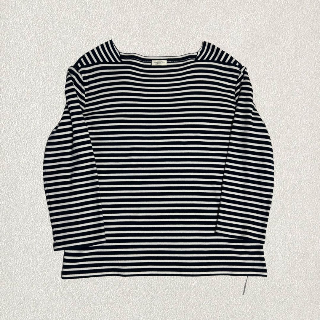 SAINT LAURENT PARIS ボーダーカットソー イタリア製 変形ネック