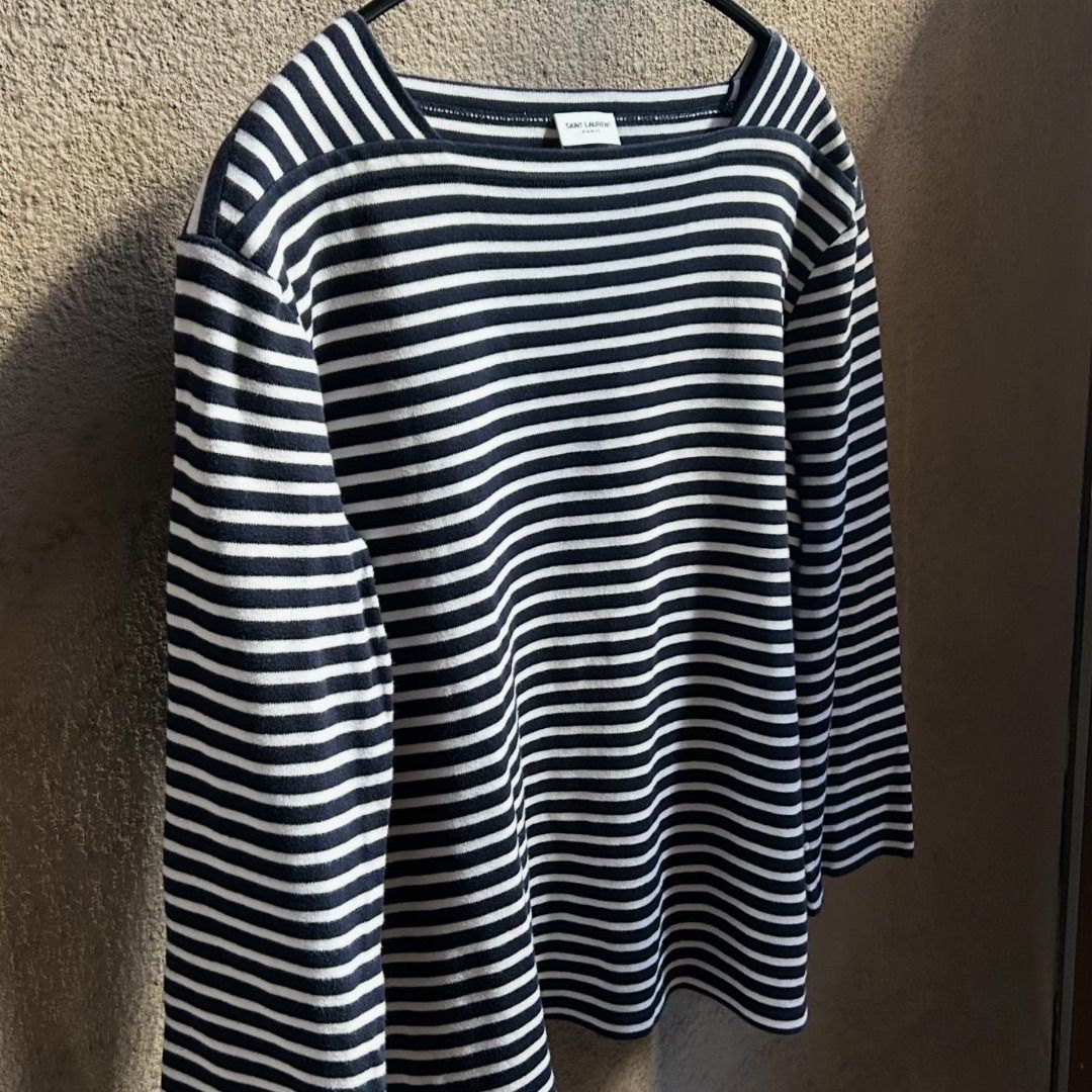 SAINT LAURENT PARIS ボーダーカットソー イタリア製 SAINT LAURENT PARIS ボーダーカットソー イタリア製 変形ネック