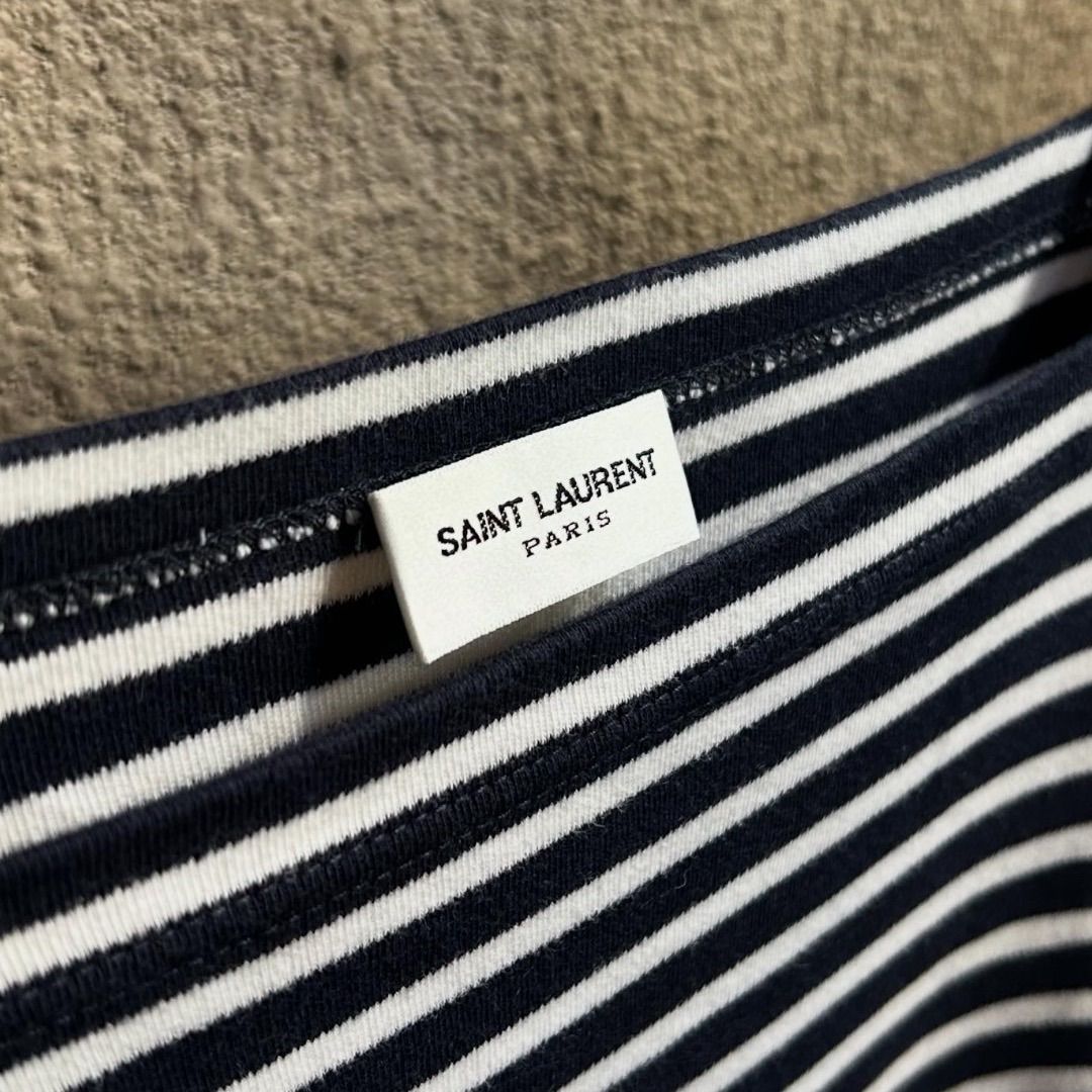 SAINT LAURENT PARIS ボーダーカットソー イタリア製 変形ネック