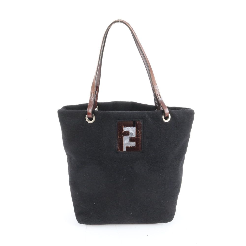 美品 フェンディ FF ロゴ レザー トート バッグ 肩掛け ショルダー ハンド ブラック 黒 レディース RUE DM41-6【中古】