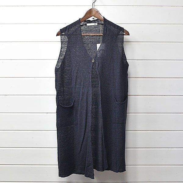エヴァムエヴァ hemp long vest ロング ベスト M ネイビー evam eva｜24g2319