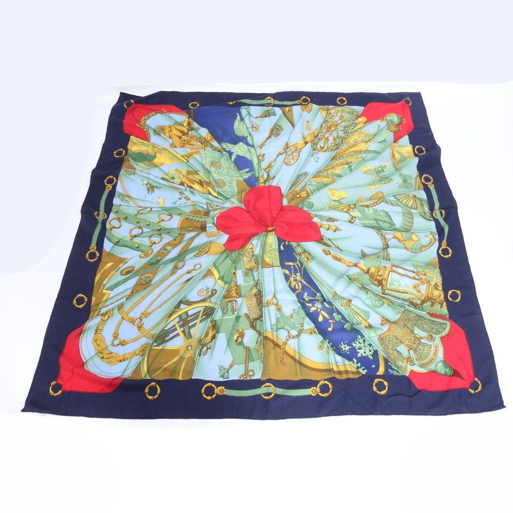 美品 エルメス タグ付 カレ ジェアン 140 Soleil de Soie シルクの太陽 カシミヤ シルク 絹 スカーフ レディース EEM DU18-4【中古】 52,980円