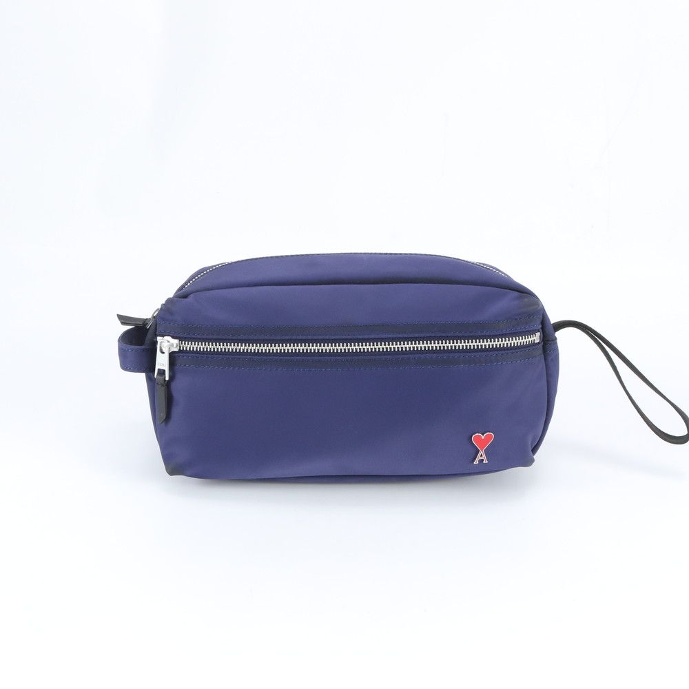 美品 AMI PARIS アミ パリ レザー ナイロン セカンドバッグ クラッチ ポーチ 通勤 ビジネス メンズ レディース RWM DU26-7【中古】