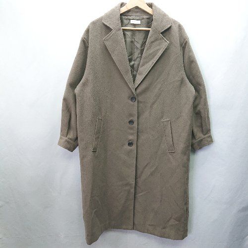 ◇ apres jour mignon アプレジュールミニョン シンプル 裏地あり 長袖 コート サイズF グレージュ系 メンズ E 【1404240000469】