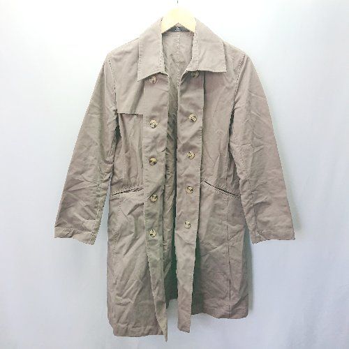 ◇ CANBIO カンビオ シンプル 無地 長袖 トレンチコート サイズS チャコ－ル系 レディース E 【1404240021044】