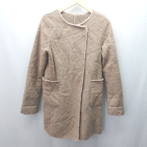 ◇ B:MING by BEAMS フェイクム－トン スエ－ド調 長袖 ノーカラーコート サイズM ブラウン系 レディース E 【1404240020986】 6,777円