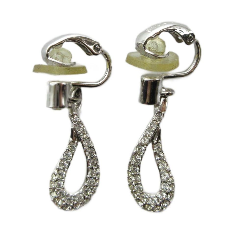 スワロフスキー SWAROVSKI イヤリング アクセサリー 両耳用 ロゴ クリップ式 シルバー色 ■GY18 /MQ