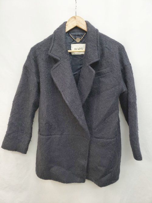 ◇ ROPE' ロペ ウール モヘア混 ボタンレス 長袖 ジャケット サイズ38 ネイビー レディース P 【1404250011936】